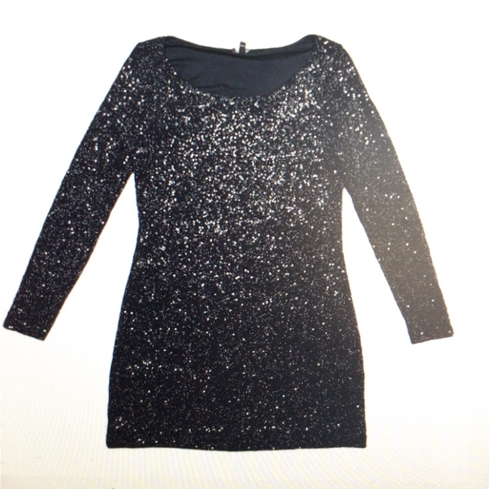 Express - Sequin Long Sleeve Mini Dress, Size XS